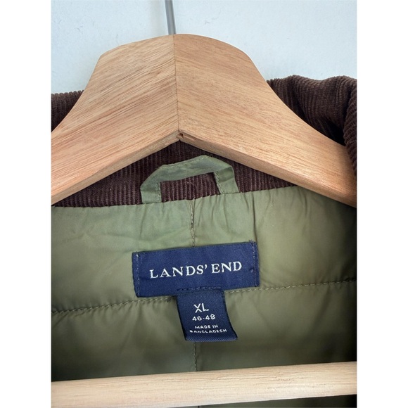 Lands’ End Quilted Insulated Barn Coat Jacket in Olive Green Corduroy Collar - Picture 6 of 7